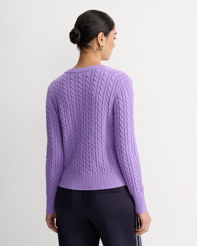 Cable Merino Cotton Cardigan in VIOLA