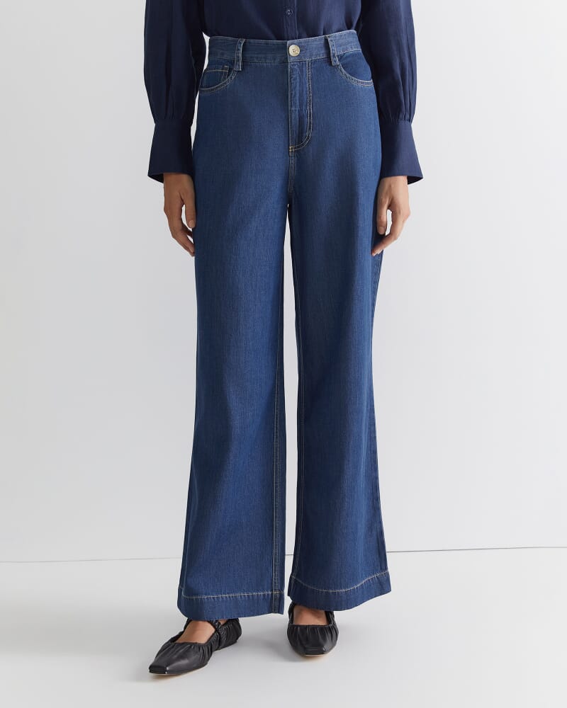 Tuva Denim Wide Leg Pant in DENIM
