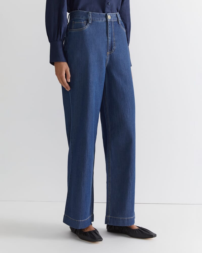 Tuva Denim Wide Leg Pant in DENIM