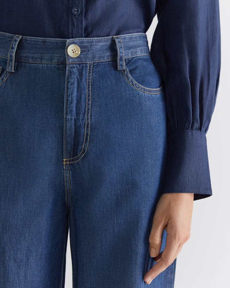 Tuva Denim Wide Leg Pant in DENIM