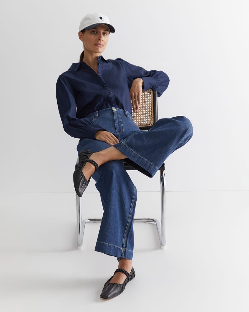 Tuva Denim Wide Leg Pant in DENIM