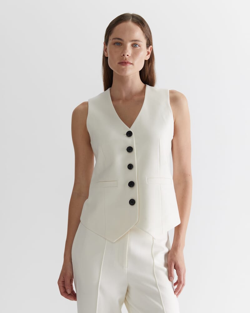 Frankie Twill Vest in WINTER WHITE