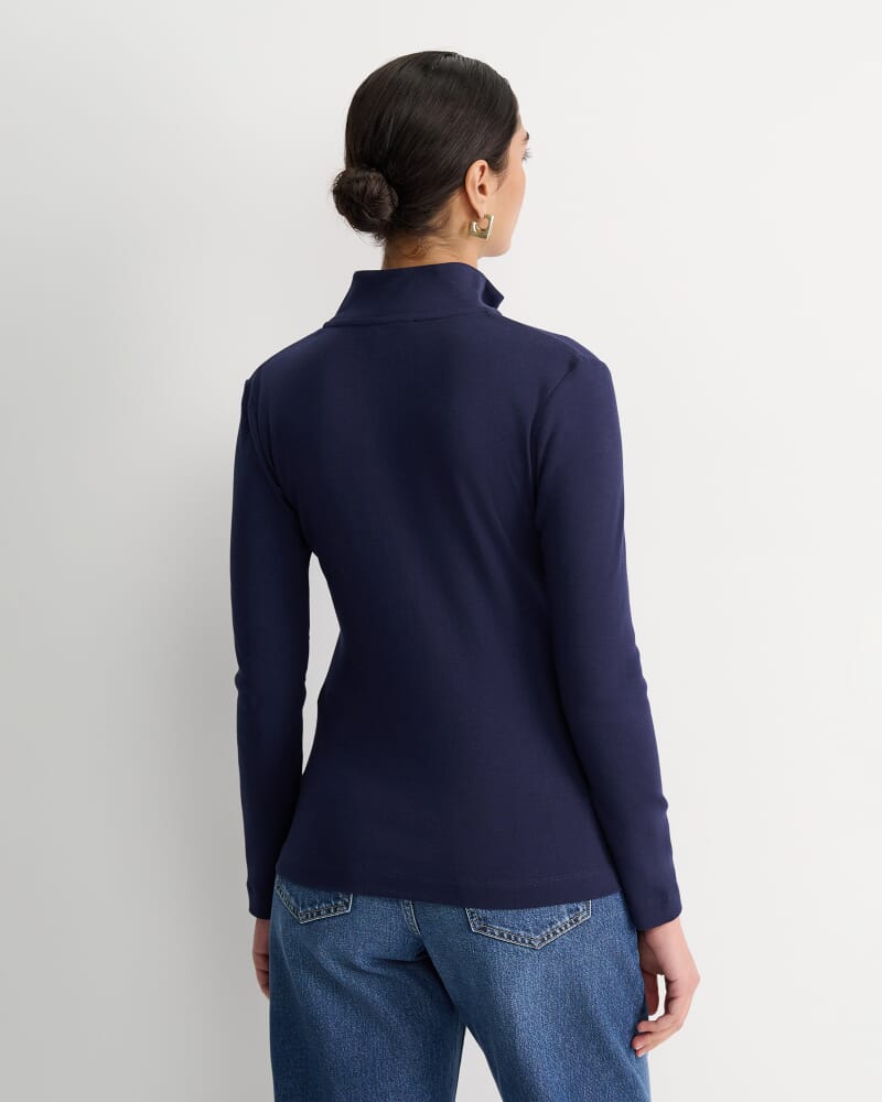 SC Zip Funnel Neck Top in NAVY
