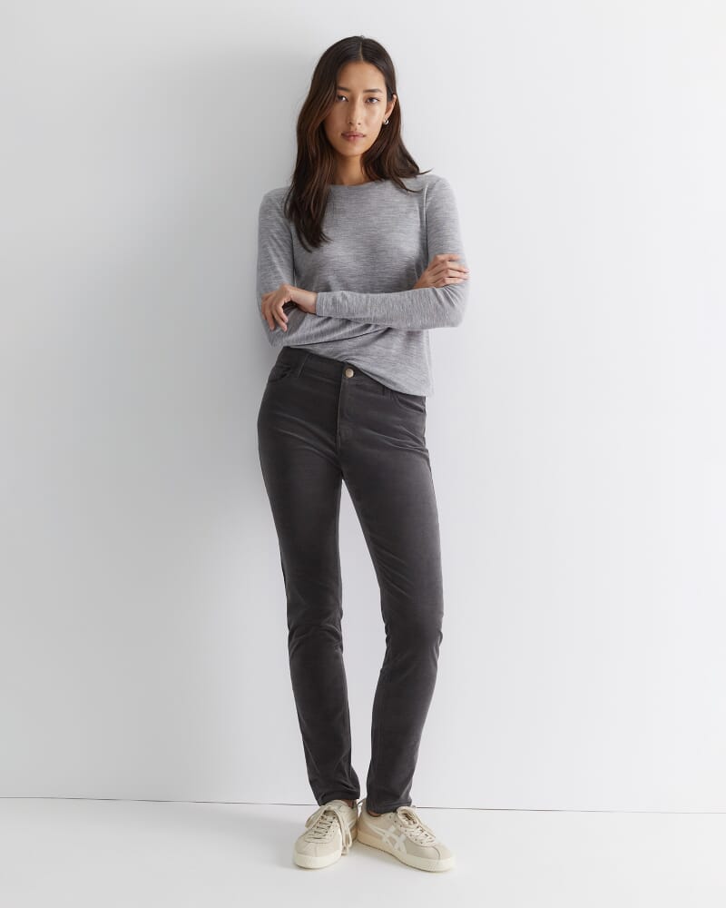 Cleo Velvet Pant in CHARCOAL