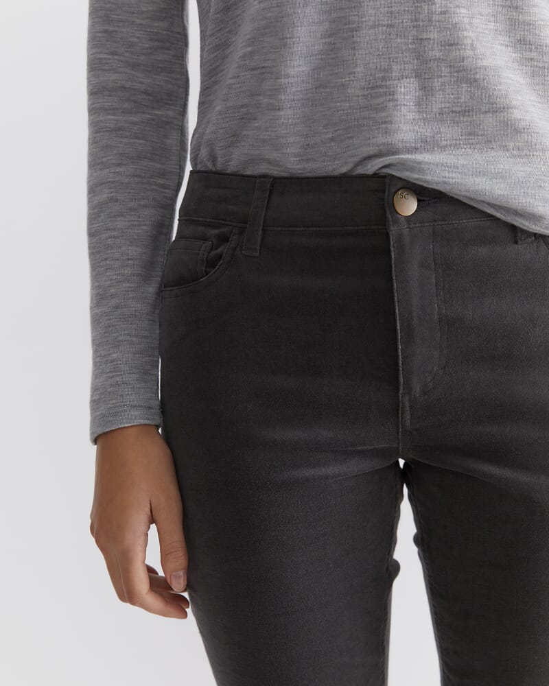 Cleo Velvet Pant in CHARCOAL