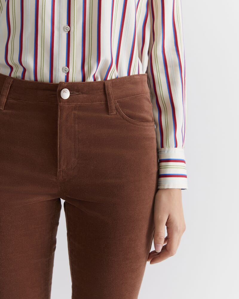 Cleo Velvet Pant in COGNAC