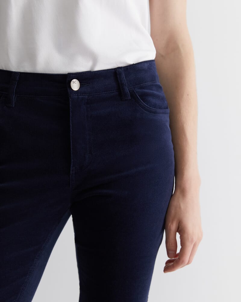Cleo Velvet Pant in NAVY