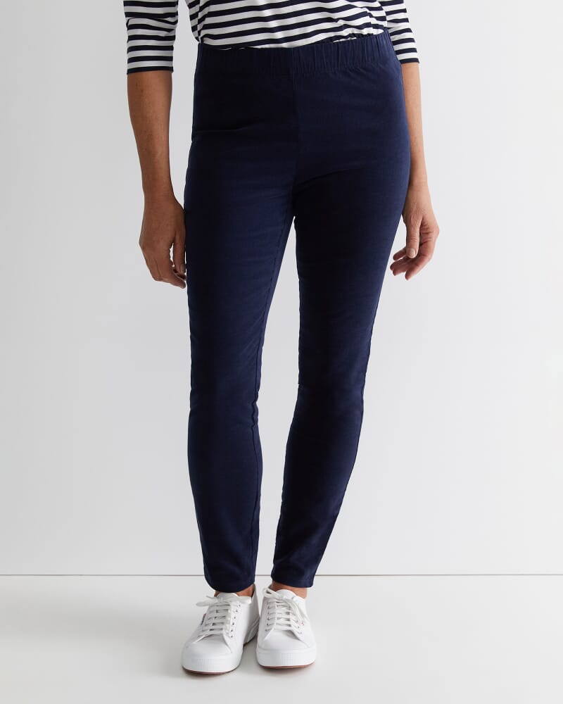 Felicity Velvet Pull On Pant in NAVY