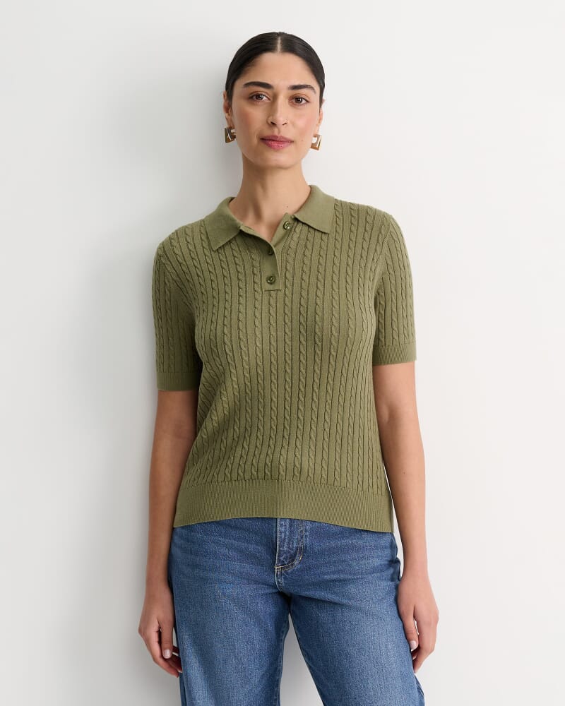 Elka Cable Polo in KHAKI