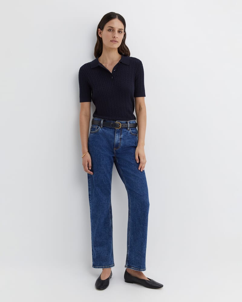 Elka Cable Polo in NAVY