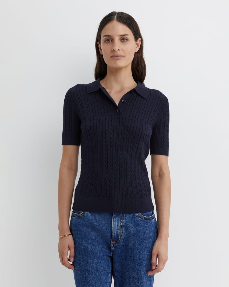 Elka Cable Polo in NAVY