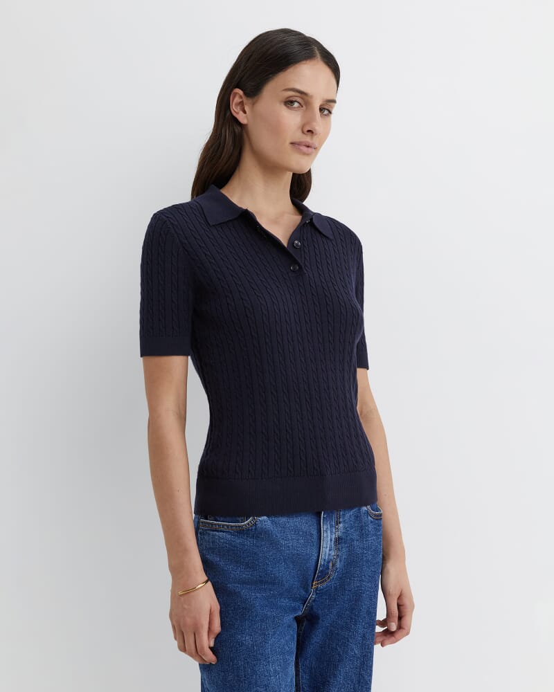 Elka Cable Polo in NAVY