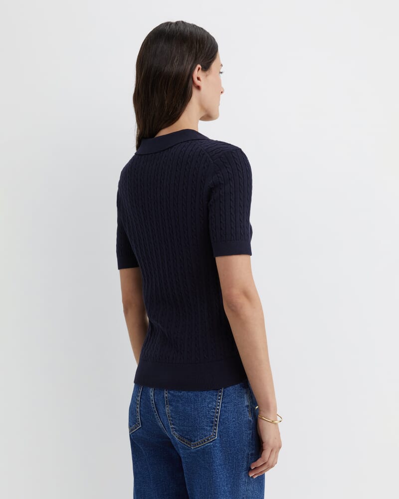 Elka Cable Polo in NAVY