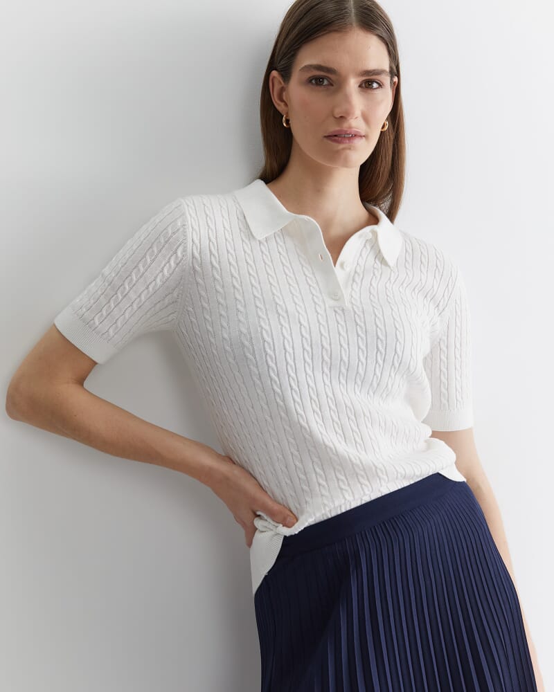 Elka Cable Polo in WHITE