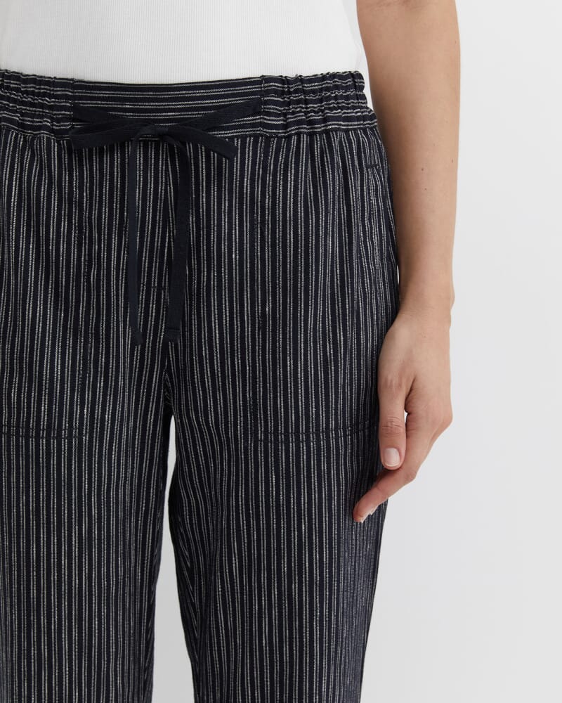 Rosa Stripe Linen Pant in NAVY/WHITE