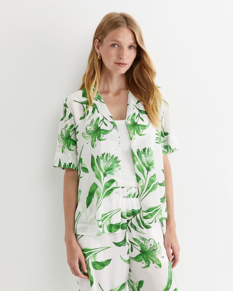 Botanical Silk Shirt in GREEN MULTI