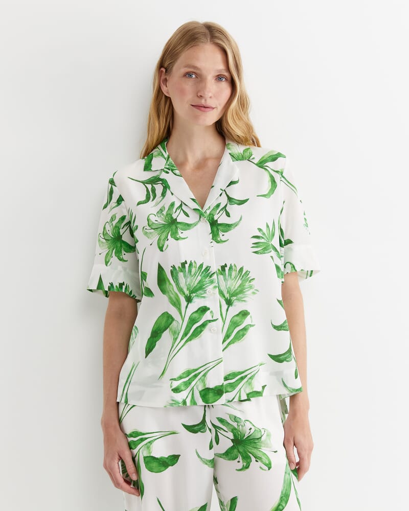 Botanical Silk Shirt in GREEN MULTI