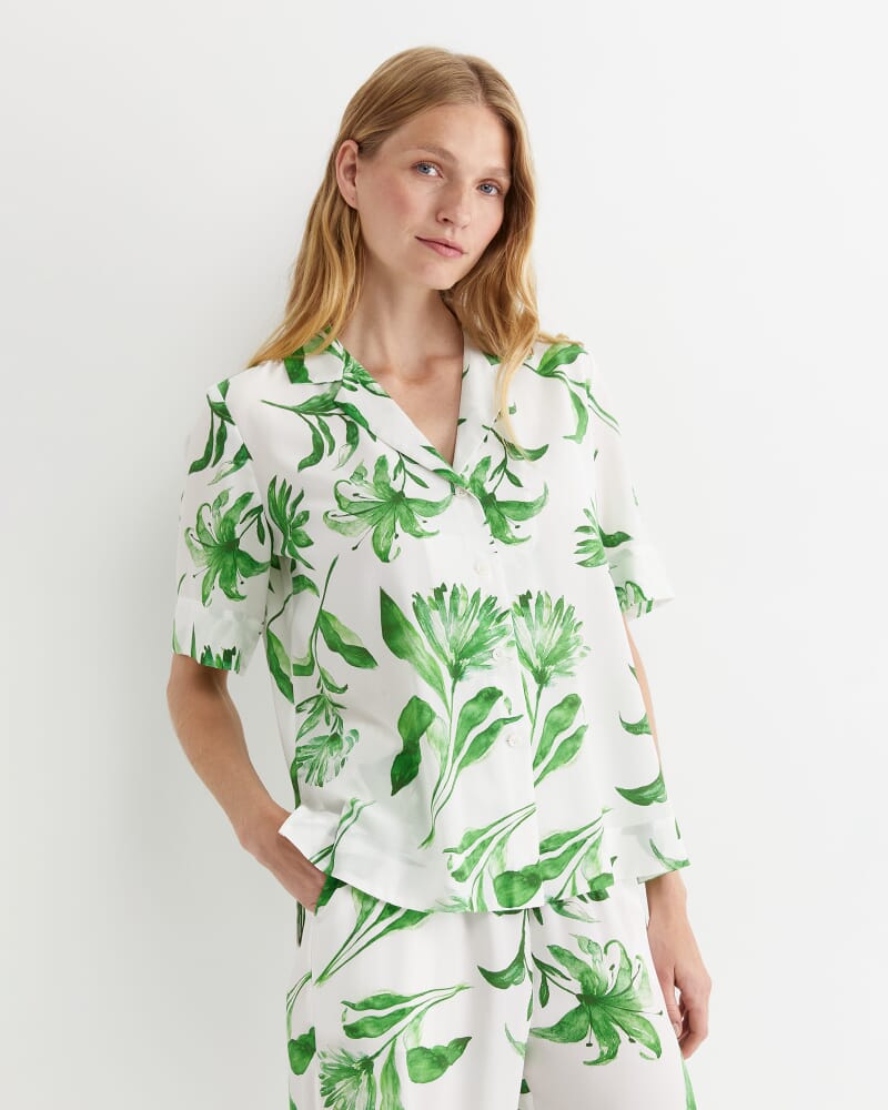 Botanical Silk Shirt in GREEN MULTI