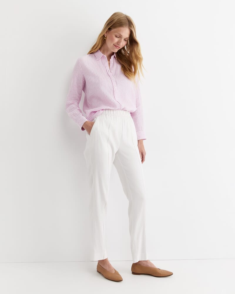 Dahlia Stripe Linen Shirt in PINK/WHITE