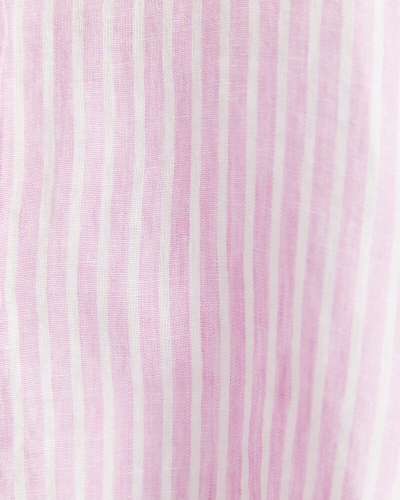 Dahlia Stripe Linen Shirt in PINK/WHITE