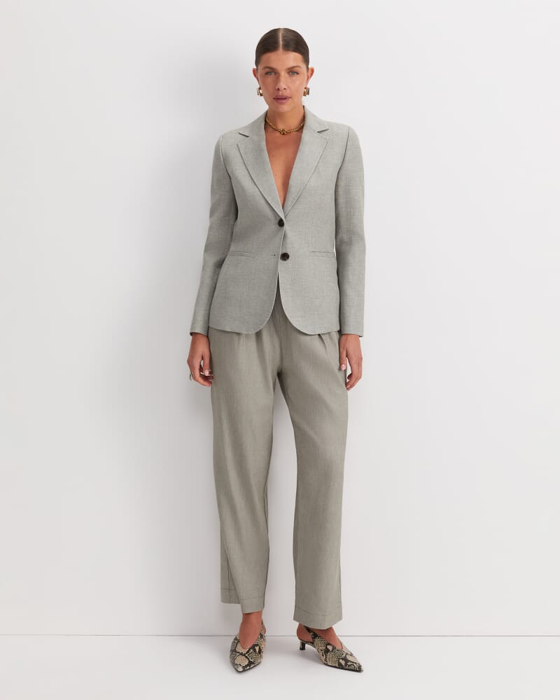 Stevie Textured Blazer in KHAKI/WHITE