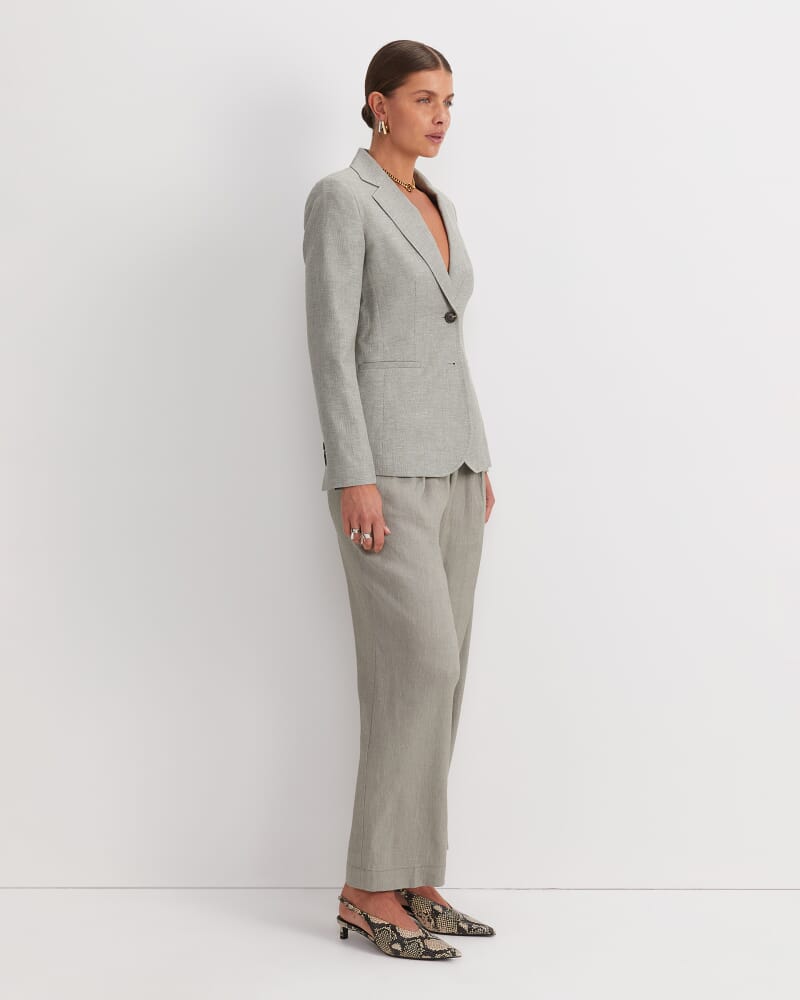 Stevie Textured Blazer in KHAKI/WHITE