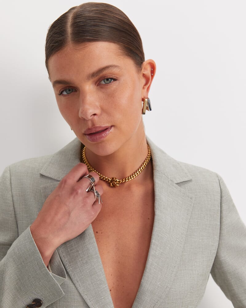 Stevie Textured Blazer in KHAKI/WHITE