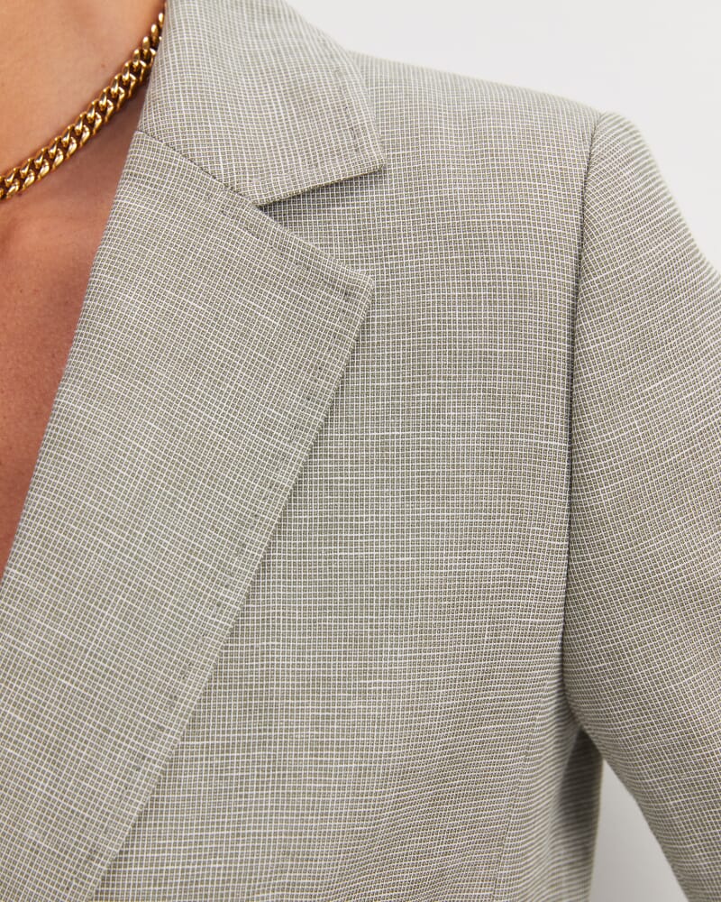 Stevie Textured Blazer in KHAKI/WHITE