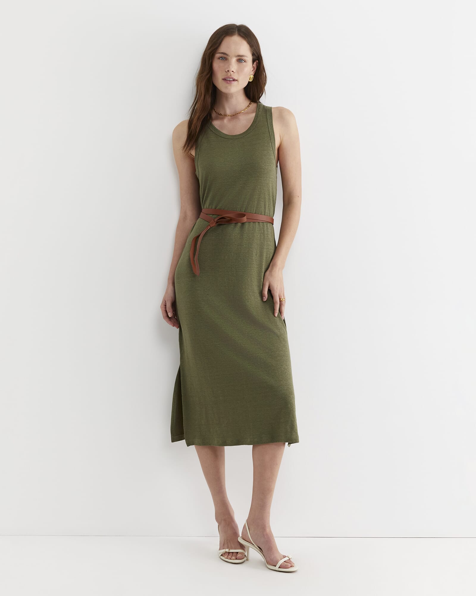 Tonia Linen Tank Midi Dress