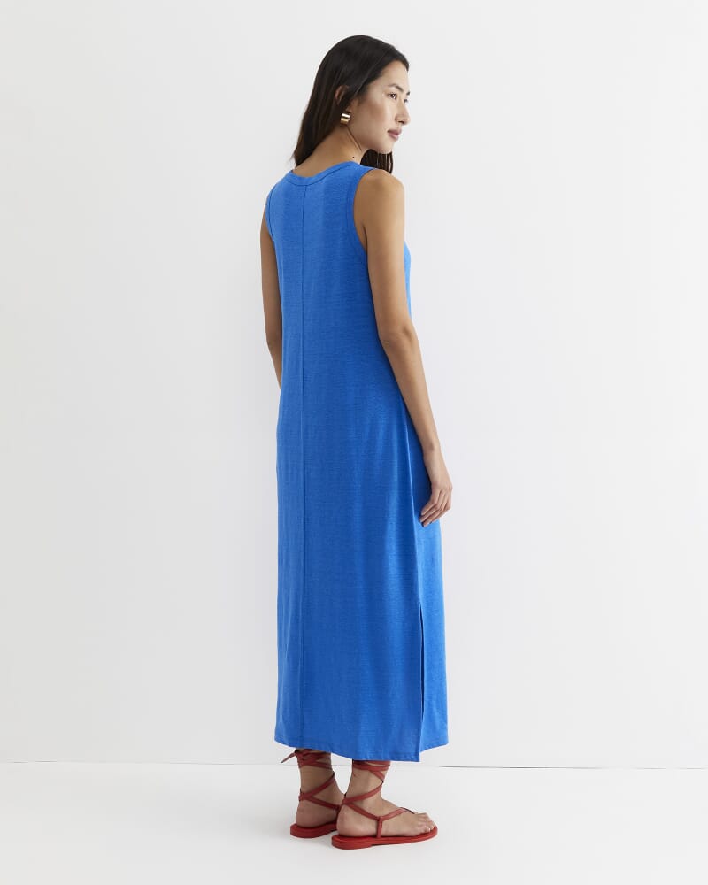 Tonia Linen Tank Midi Dress in PEACOCK
