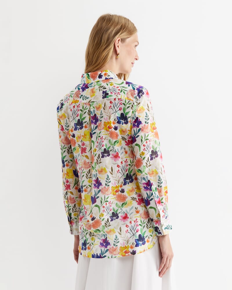 Lou Cotton Silk Shirt in WHITE MULTI
