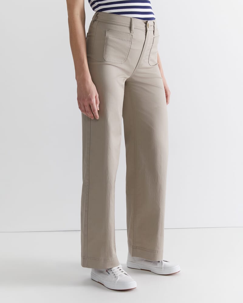 Evie Wide Leg Pant in LATTE