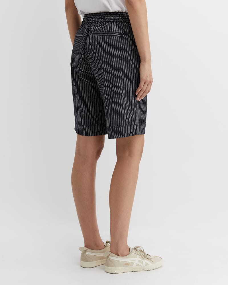 Rosa Stripe Linen Short in NAVY/WHITE