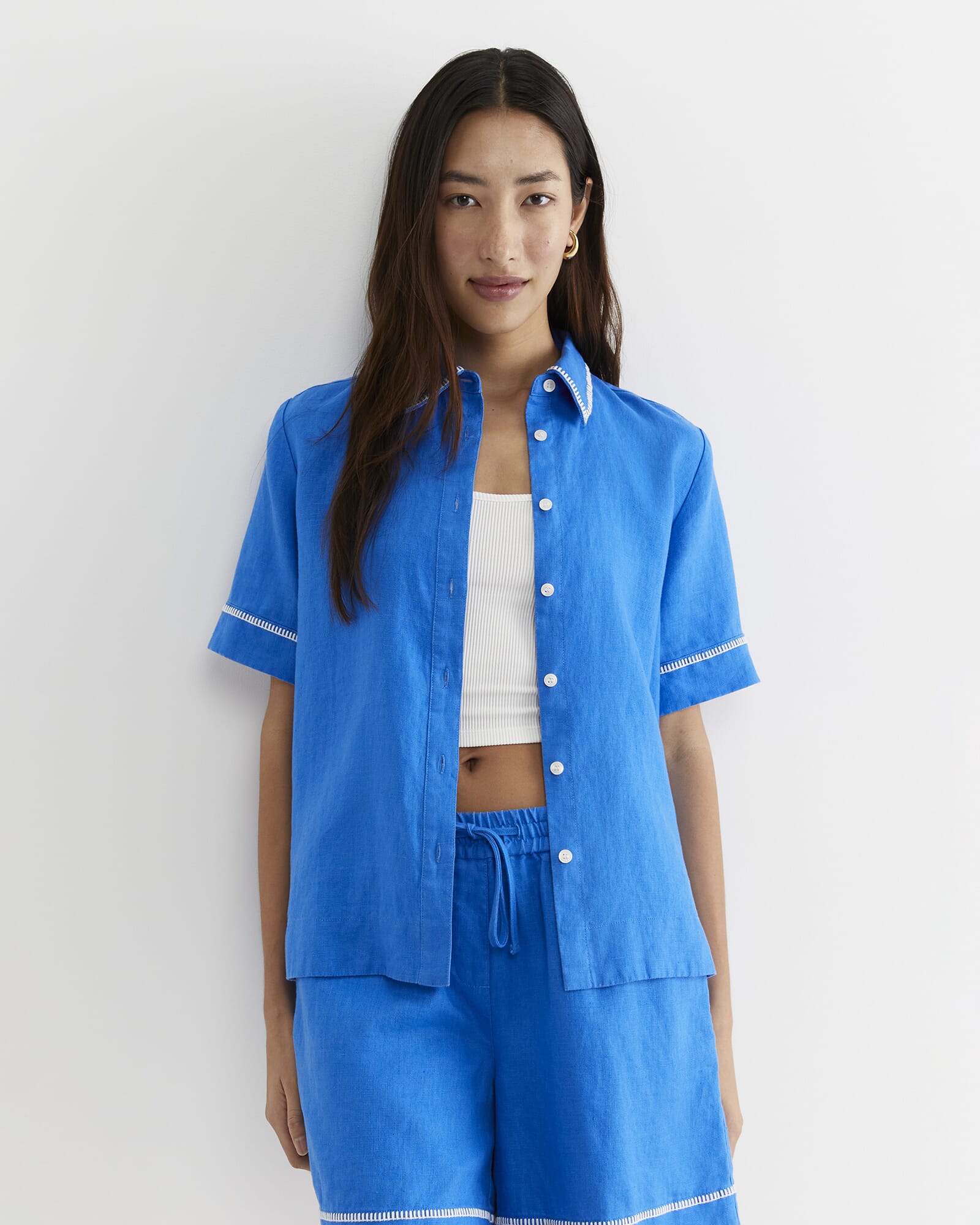 Lulu Blanket Stitch Linen Shirt