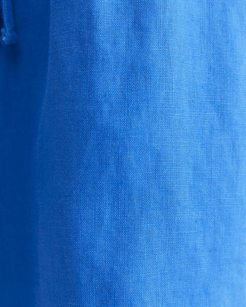 Lulu Blanket Stitch Linen Short in PEACOCK