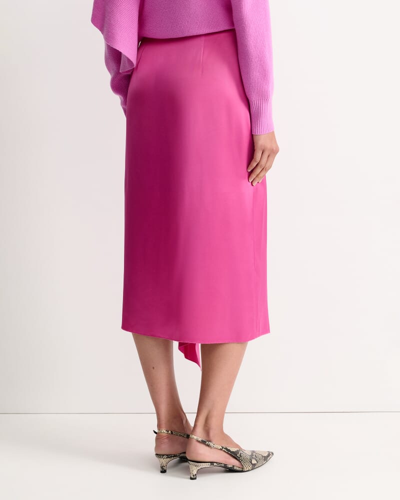 Harlow Sateen Ruffle Midi Skirt in GRAPE