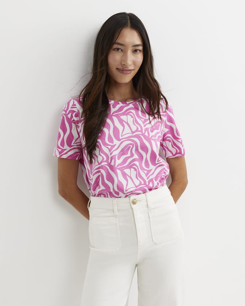 Zola Short Sleeve Mercerised Tee in PINK/WHITE