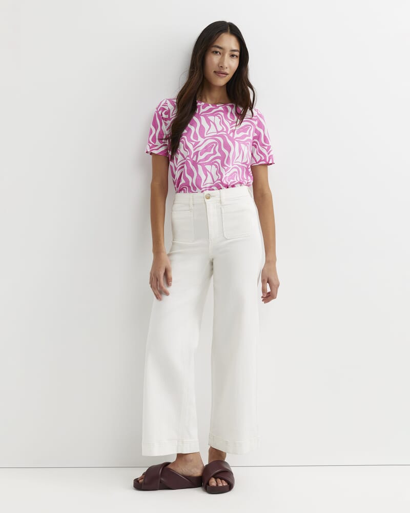 Zola Short Sleeve Mercerised Tee in PINK/WHITE