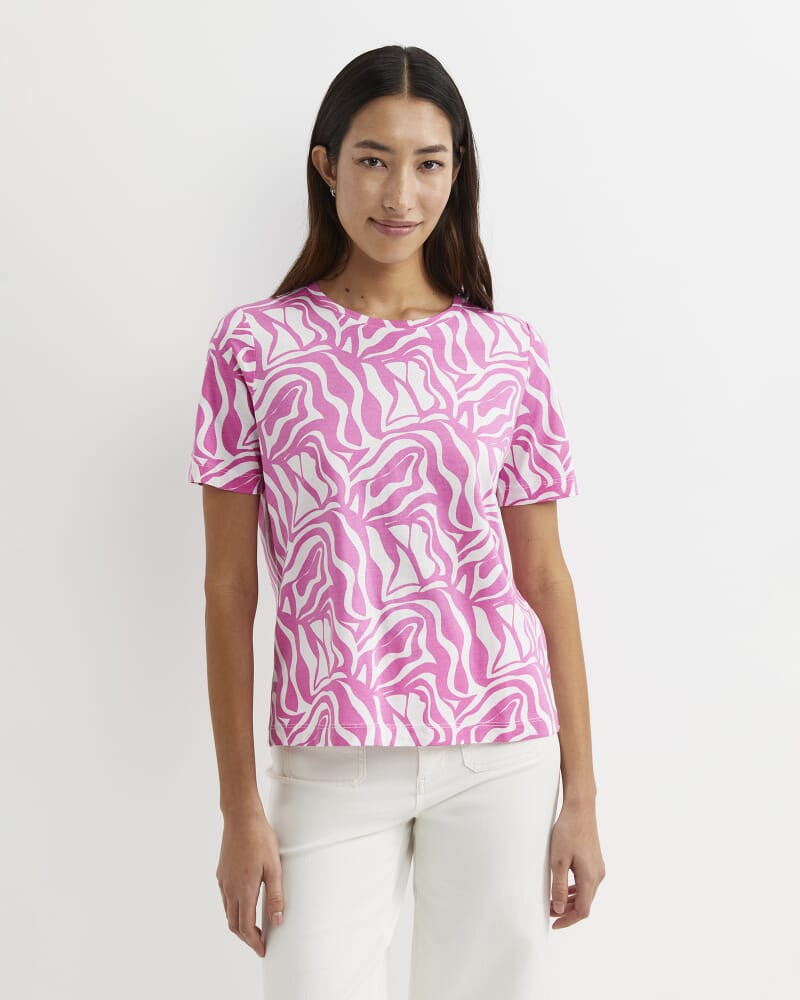 Zola Short Sleeve Mercerised Tee in PINK/WHITE