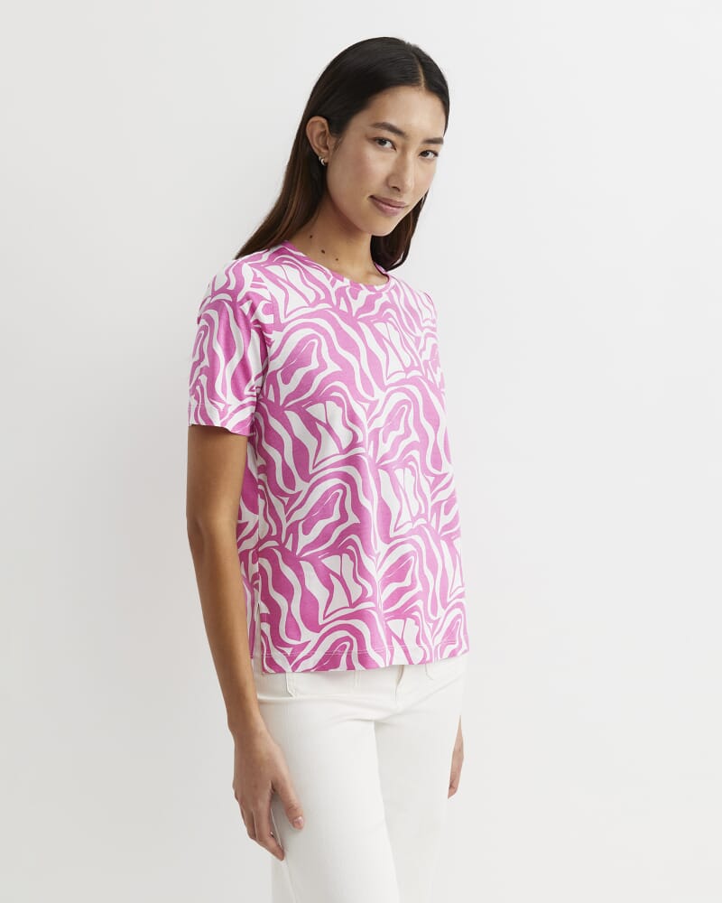 Zola Short Sleeve Mercerised Tee in PINK/WHITE