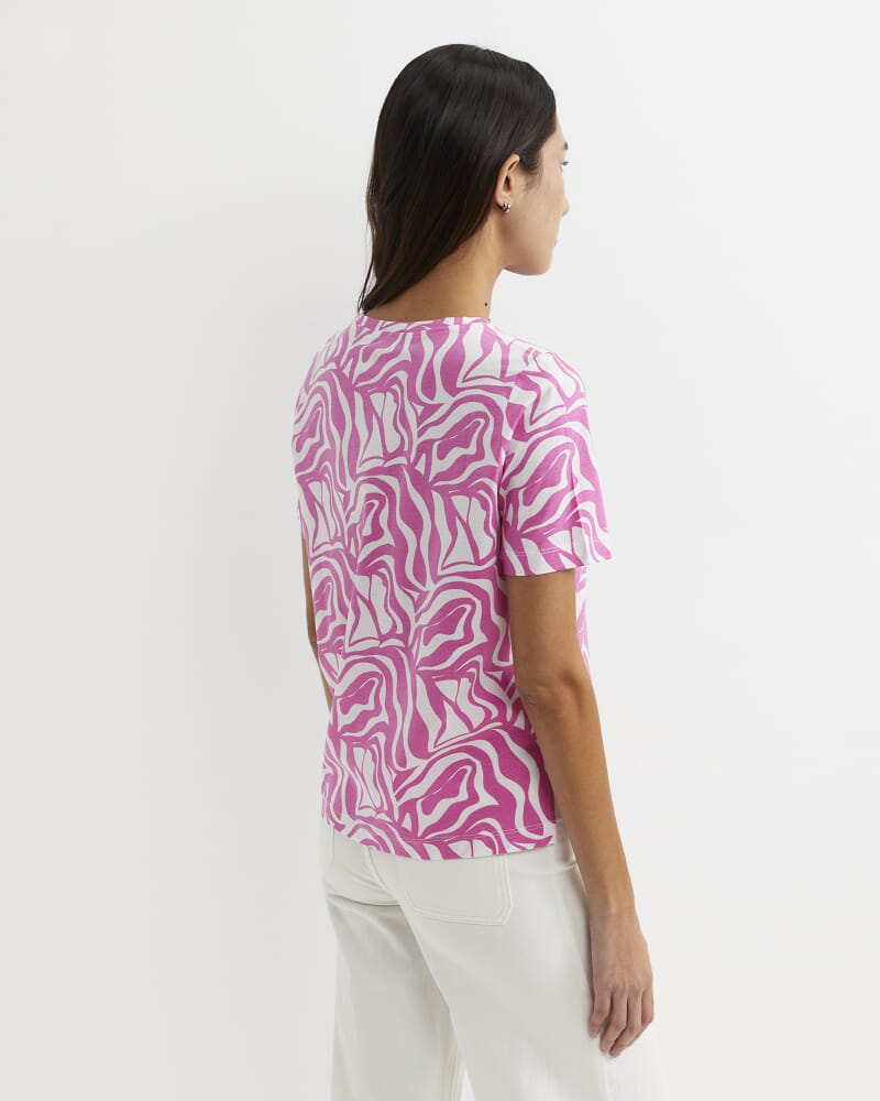 Zola Short Sleeve Mercerised Tee in PINK/WHITE