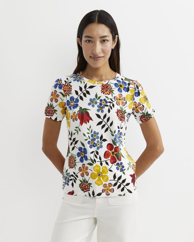 Edenham Short Sleeve Liberty Tee in WHITE/MULTI