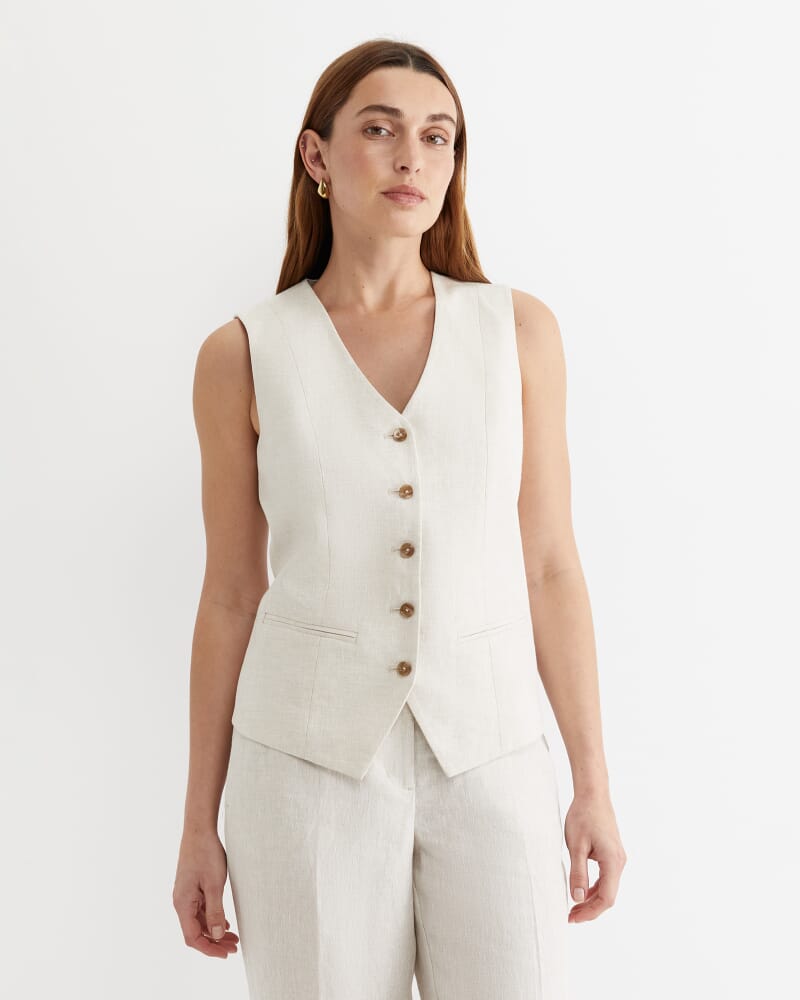 Freya Linen Vest in STRING