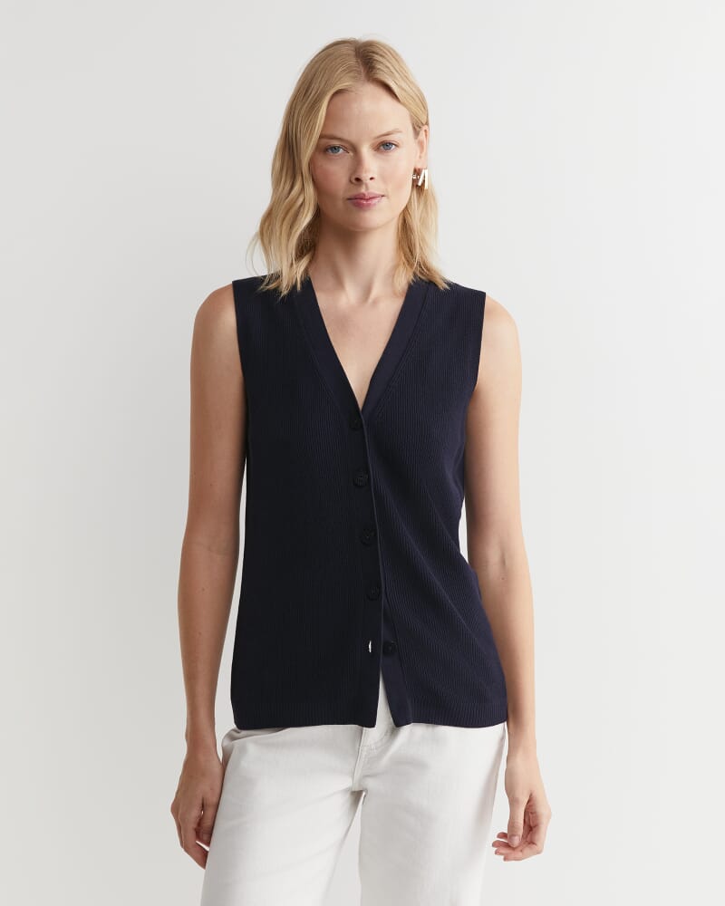 Becky Cotton Vest in NAVY