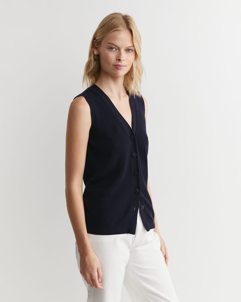 Becky Cotton Vest in NAVY