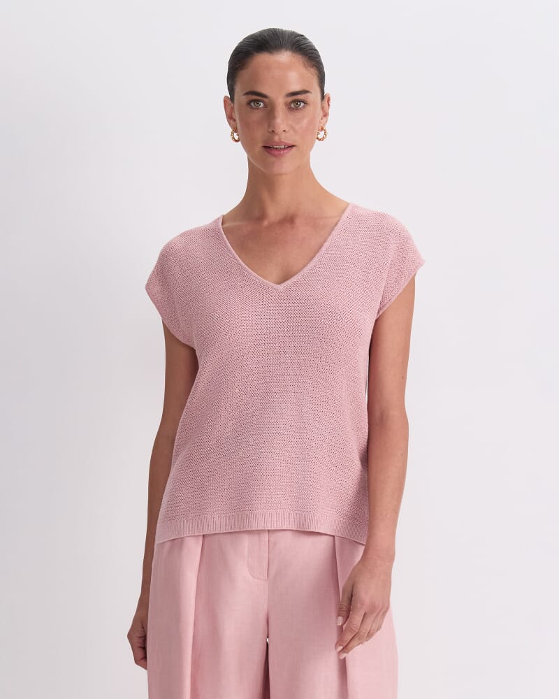 Luisa V-Neck Knit Top in DUSTY ROSE
