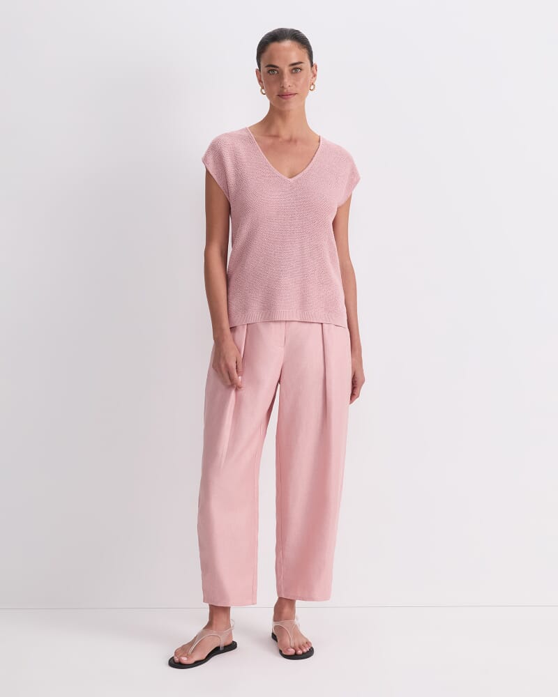 Luisa V-Neck Knit Top in DUSTY ROSE