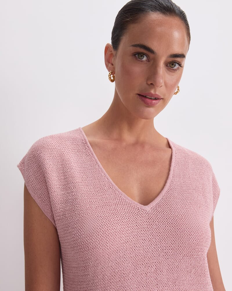 Luisa V-Neck Knit Top in DUSTY ROSE