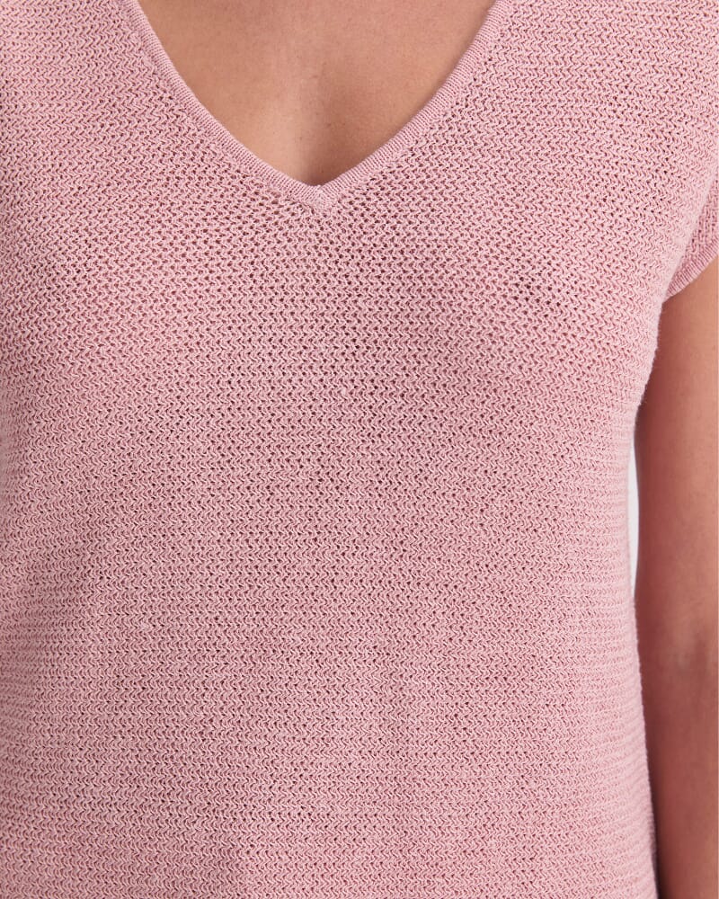 Luisa V-Neck Knit Top in DUSTY ROSE
