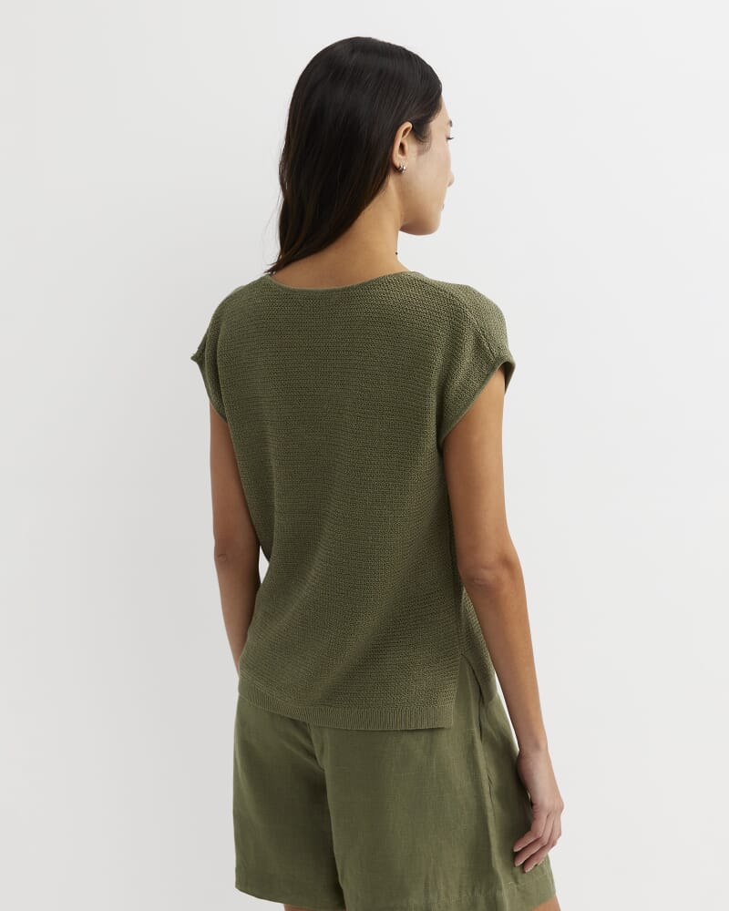 Luisa V-Neck Knit Top in KHAKI